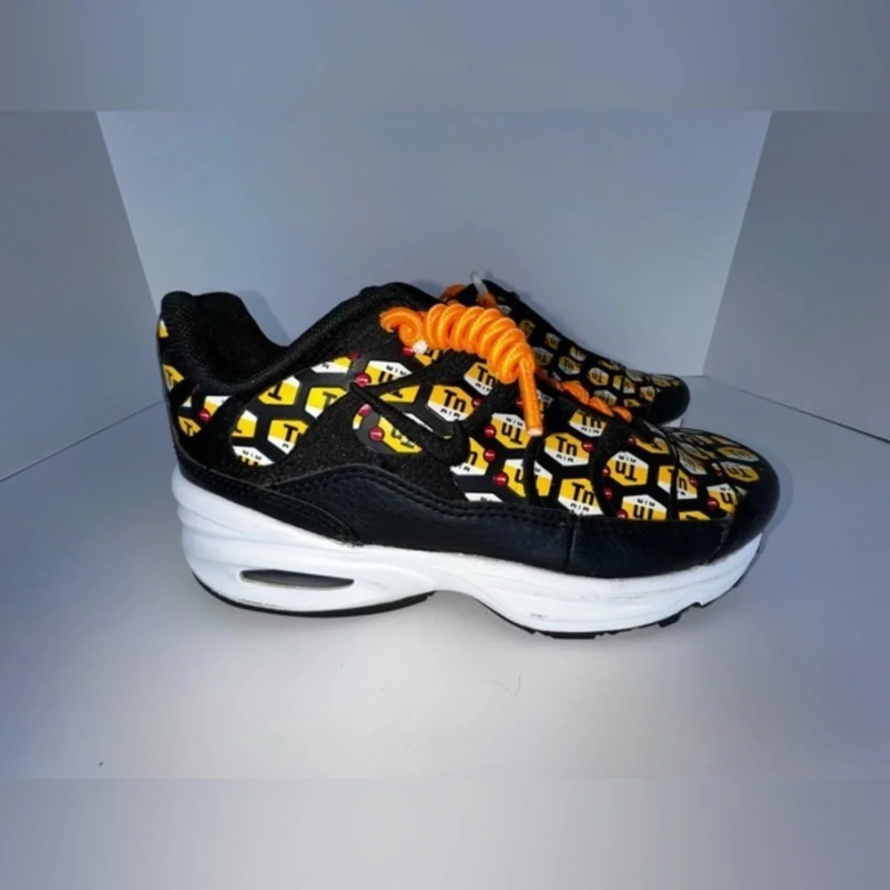 Nike Air Max Plus QS PS Child Size 13C Allover Logo Black Sneakers BQ1936-002 13